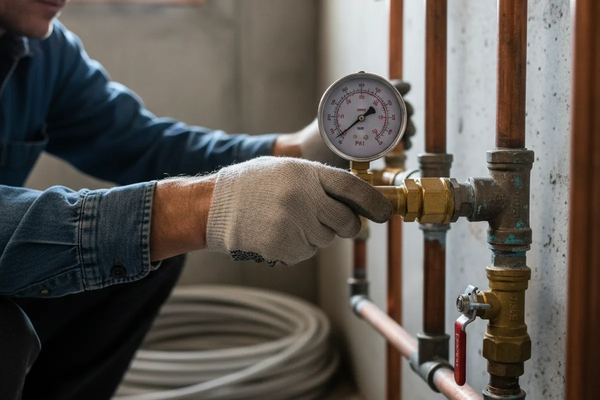 Pressure testing a repaired line during Water Line Repair in Danielson